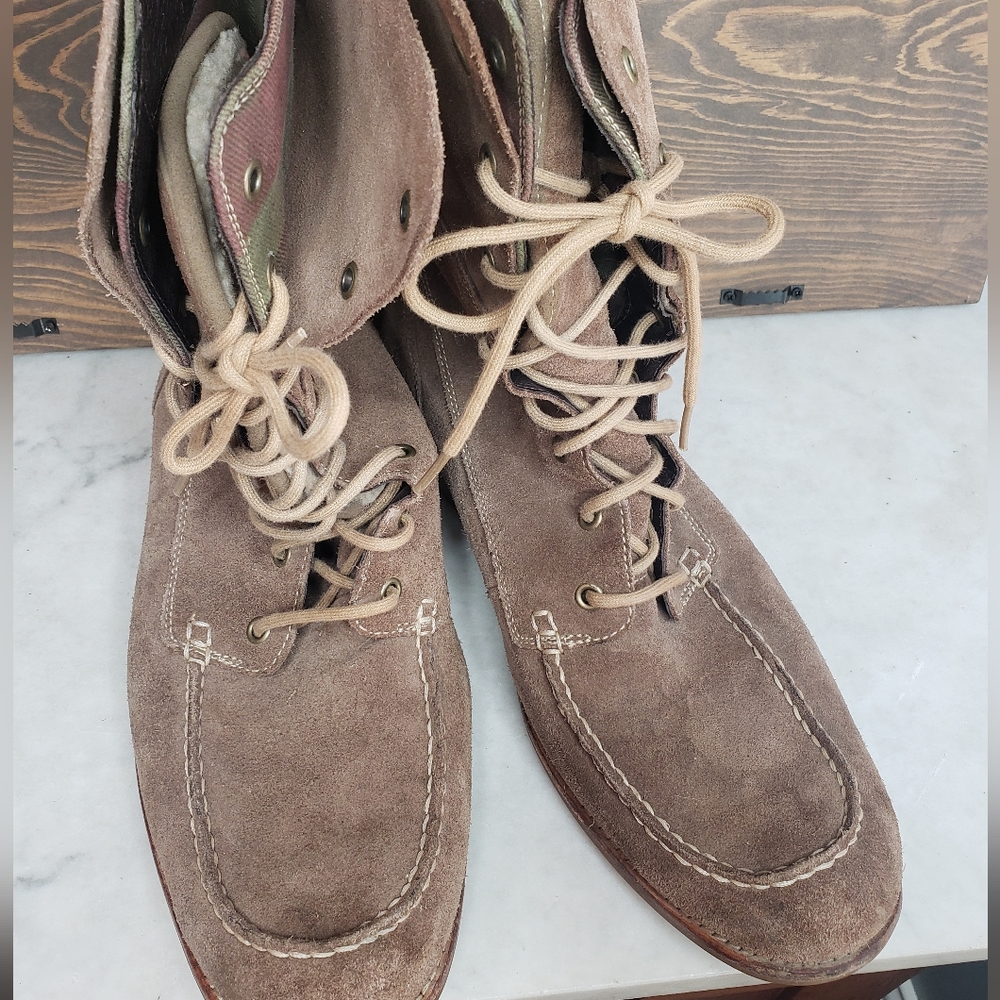 Mens ugg via maggio suede plaid fold over moc boots size 13 brown - Picture 4 of 16